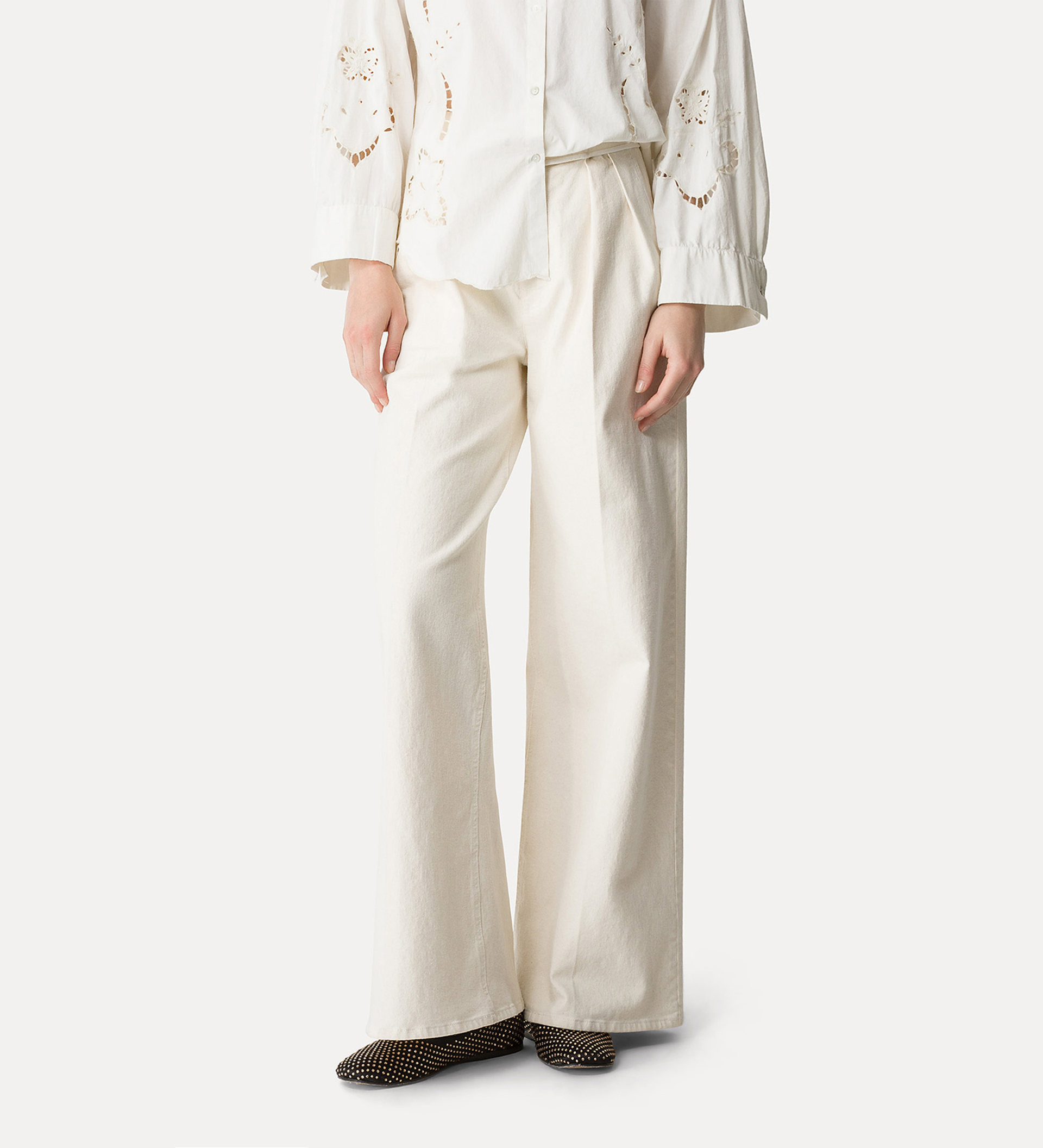 pantalon à taille haute écru | forte_forte