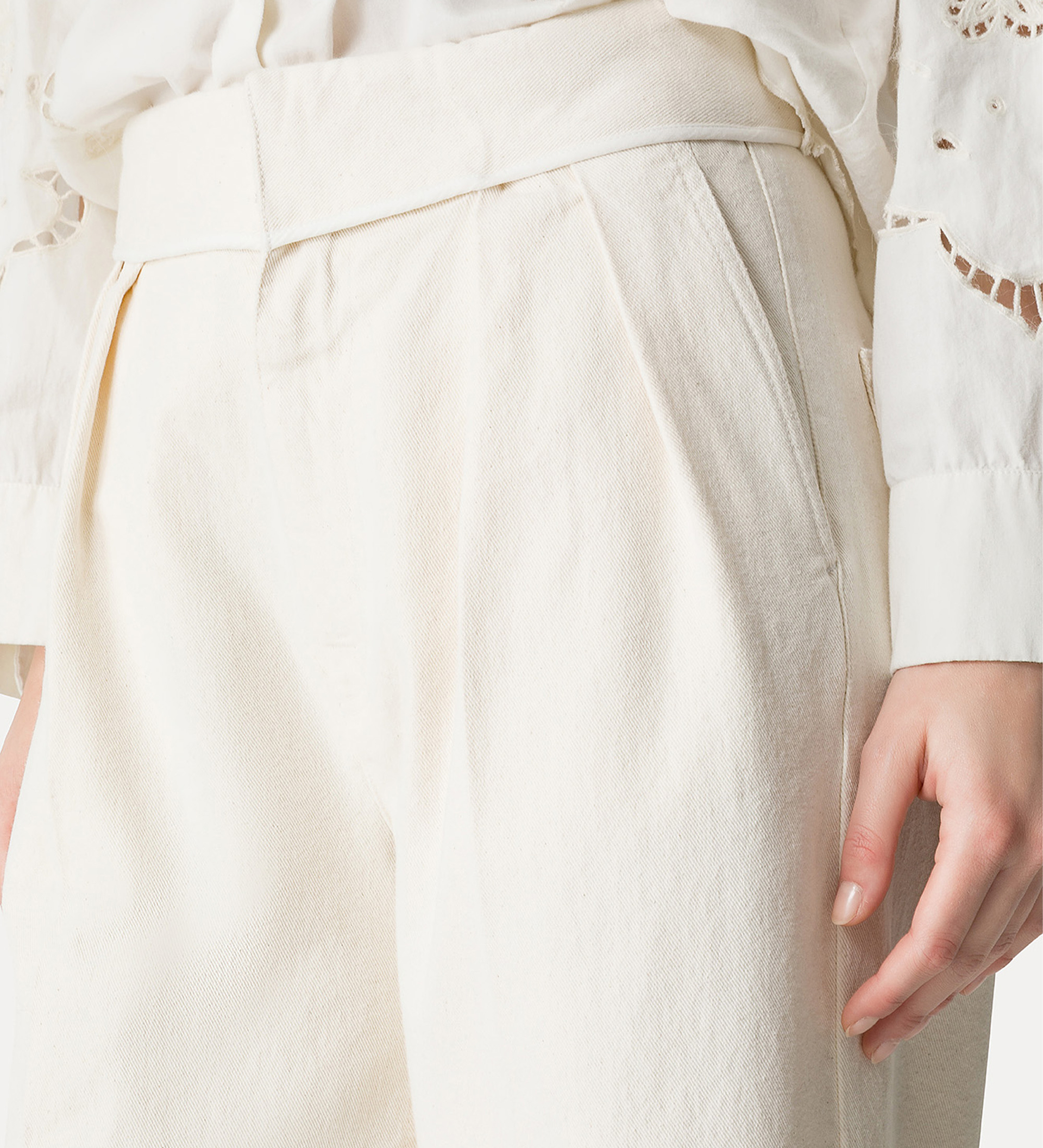 pantalon à taille haute écru | forte_forte