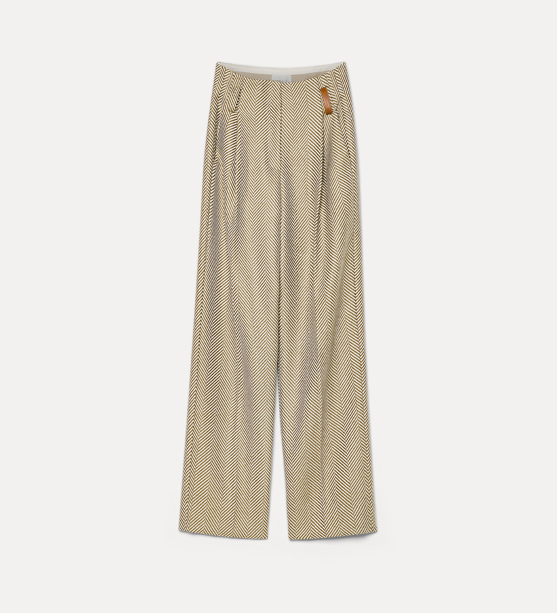 high–rise trousers in wool with chevron patterning | forte_forte