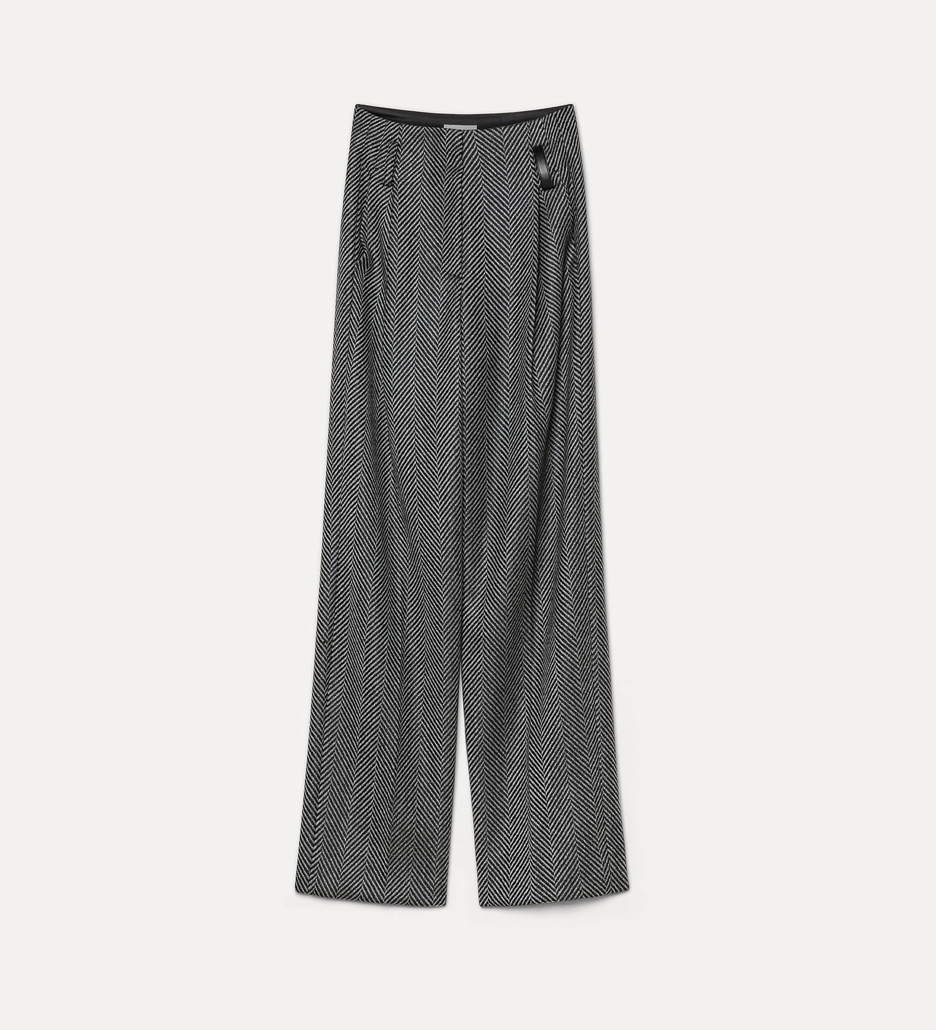 high–rise trousers in wool with chevron patterning | forte_forte