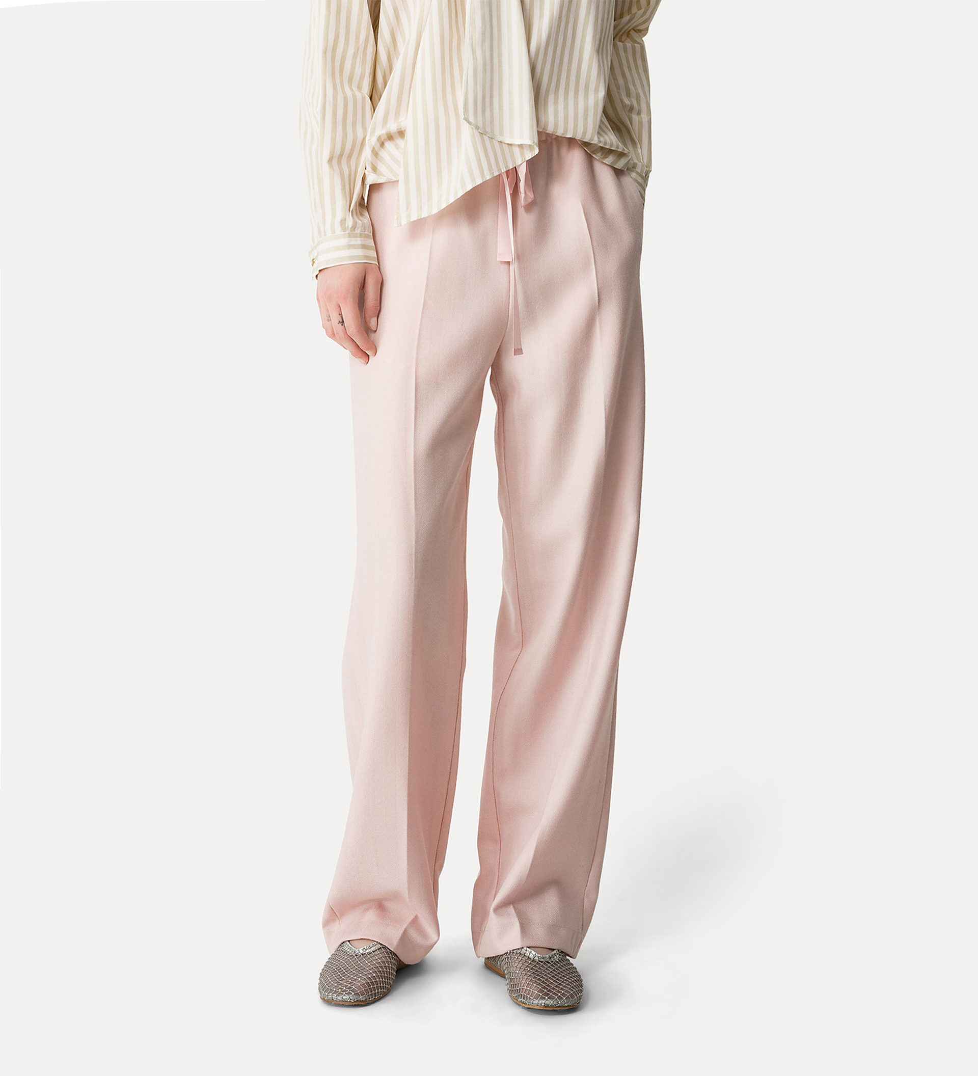 pantalon à cordon en pure laine | forte_forte