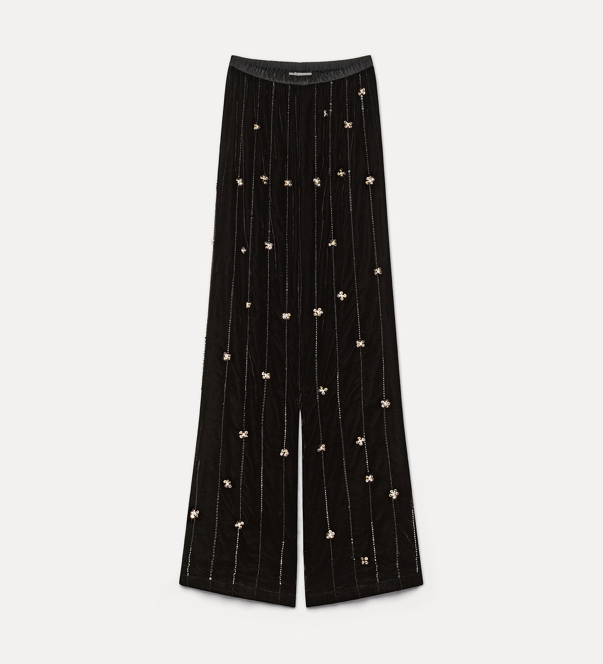 velvet trousers with a flared leg and “petites étoiles” embroidered details | forte_forte