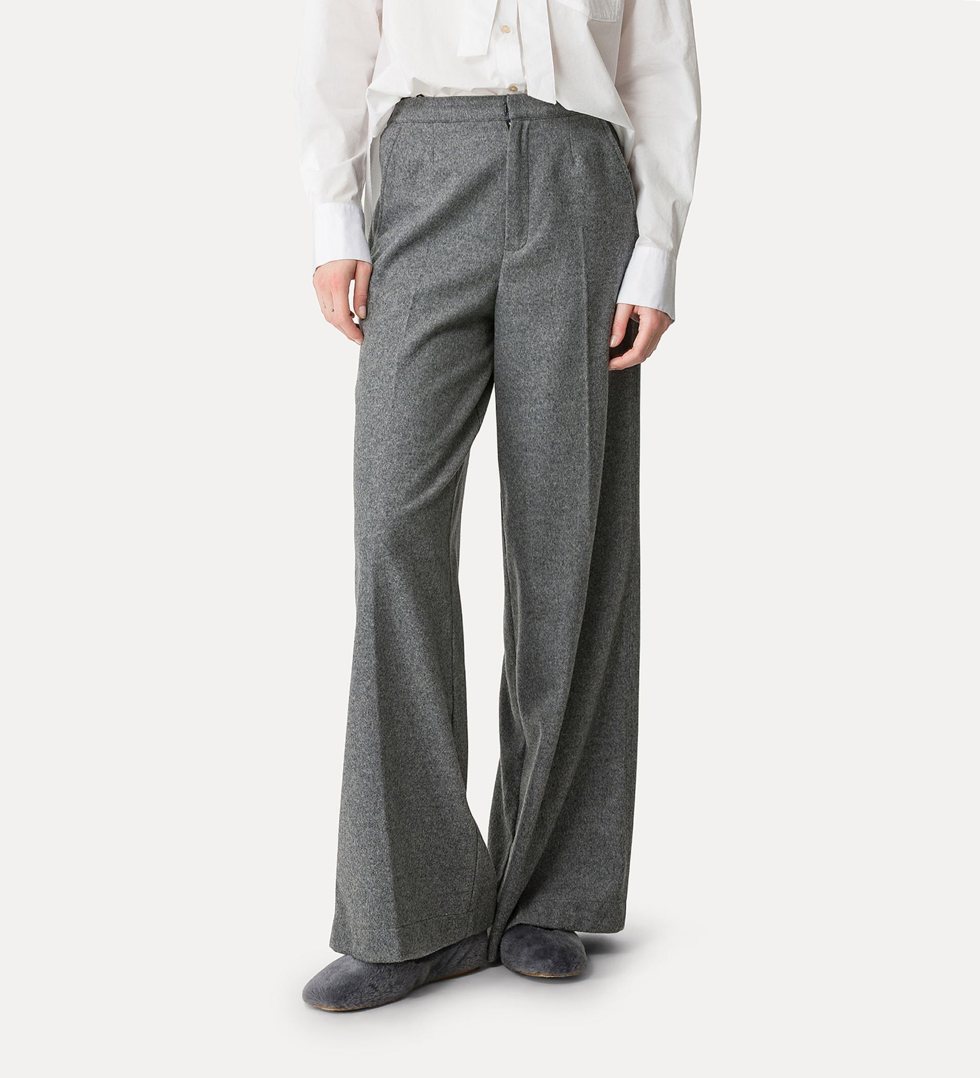 pantalon palazzo en drap de laine | forte_forte