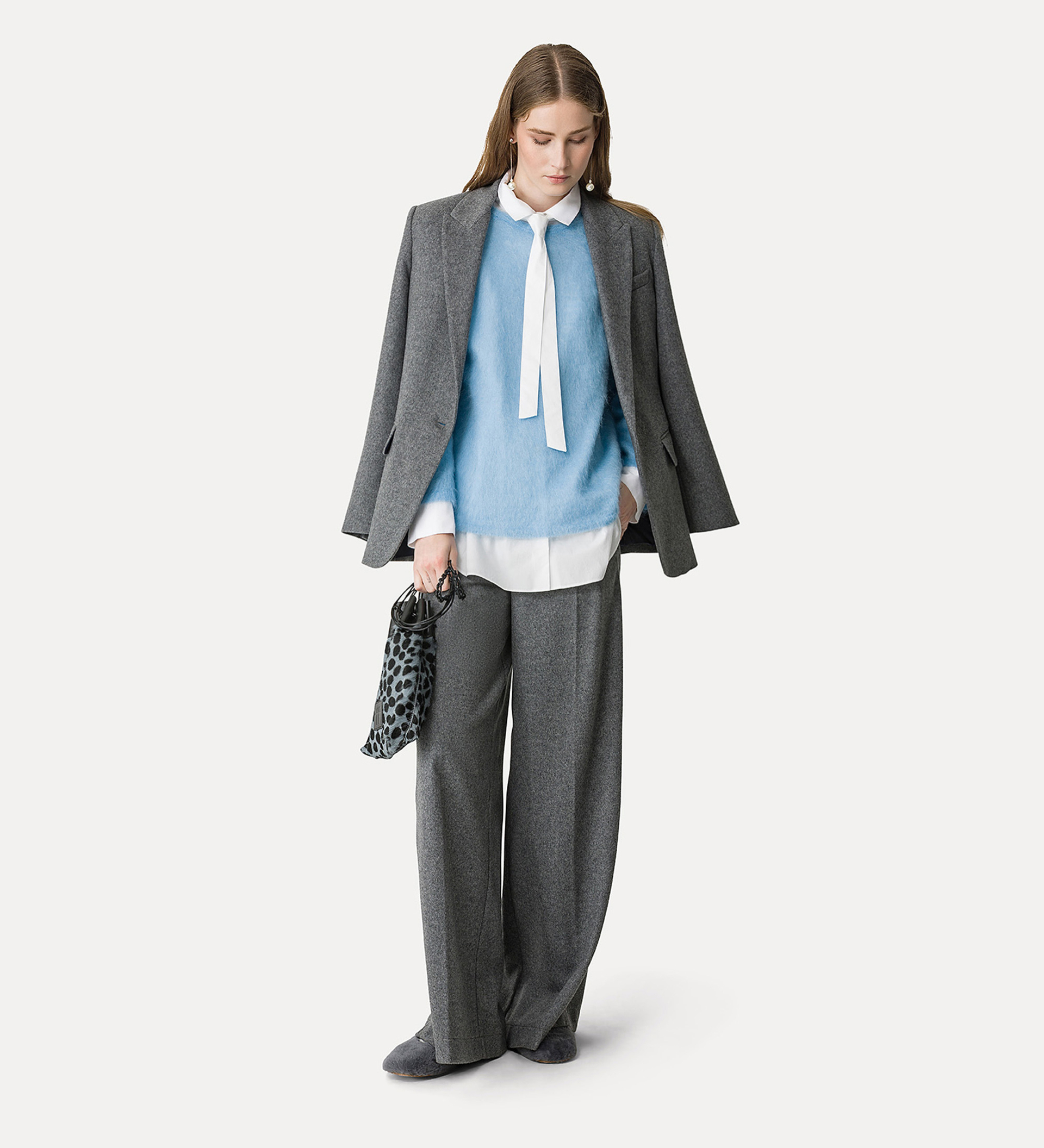 pantalon palazzo en drap de laine | forte_forte