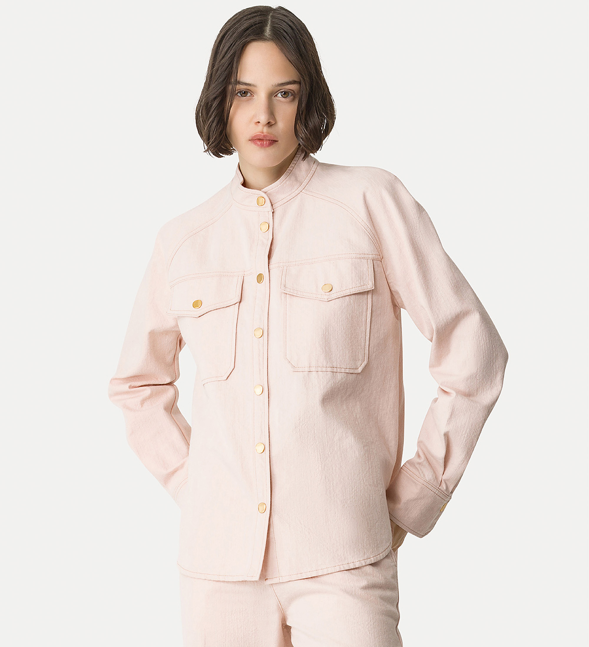 chemise col mao en denim cavalry | forte_forte