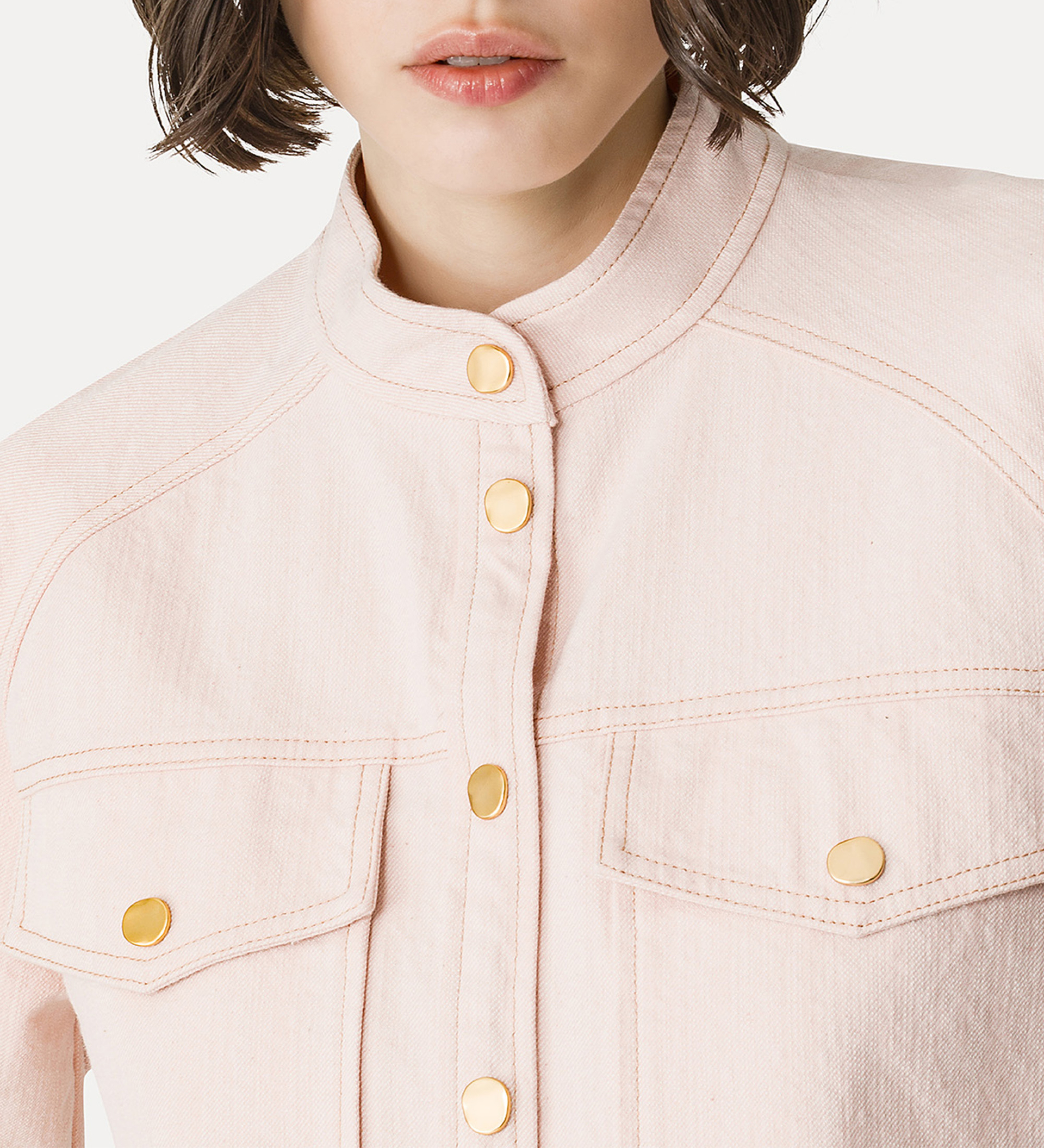 chemise col mao en denim cavalry | forte_forte