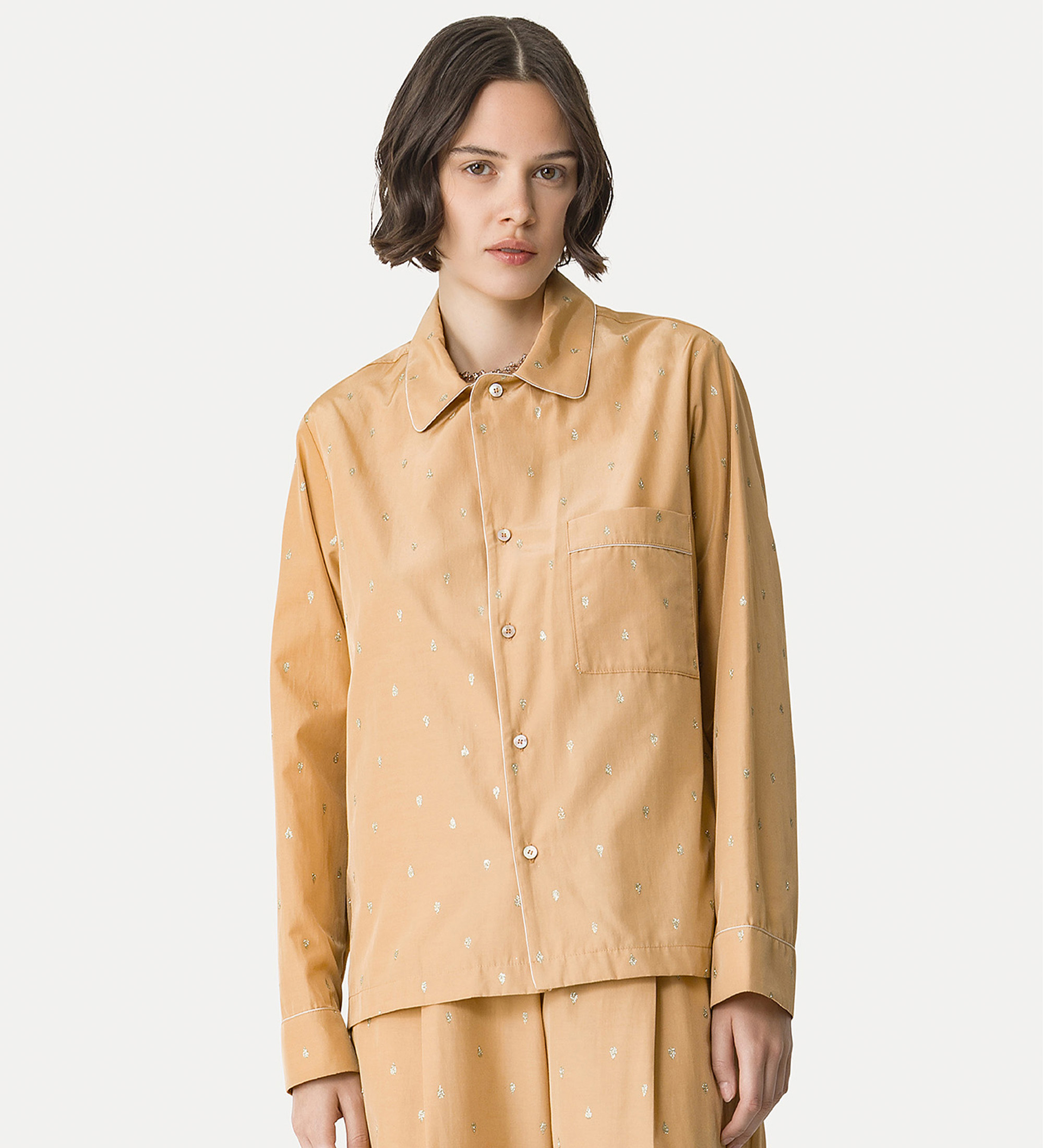 pajama—style shirt in glitter taffeta | forte_forte