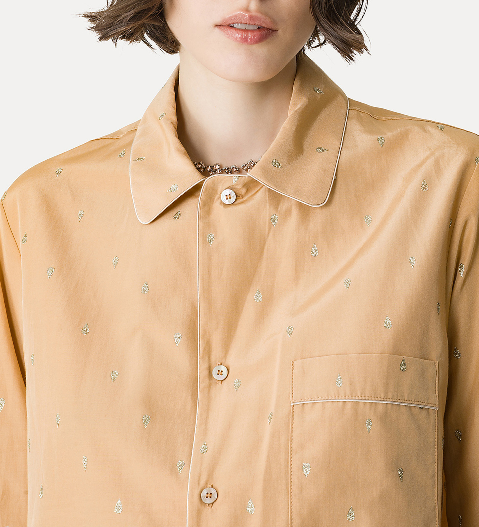 pajama—style shirt in glitter taffeta | forte_forte
