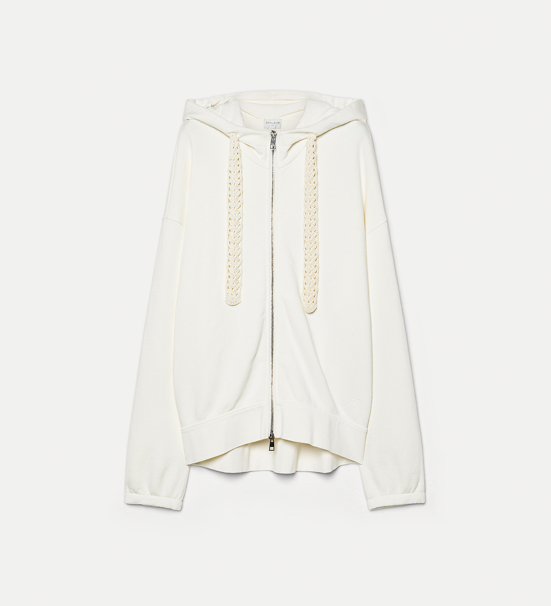 cotton sweatshirt with crochet laces | forte_forte