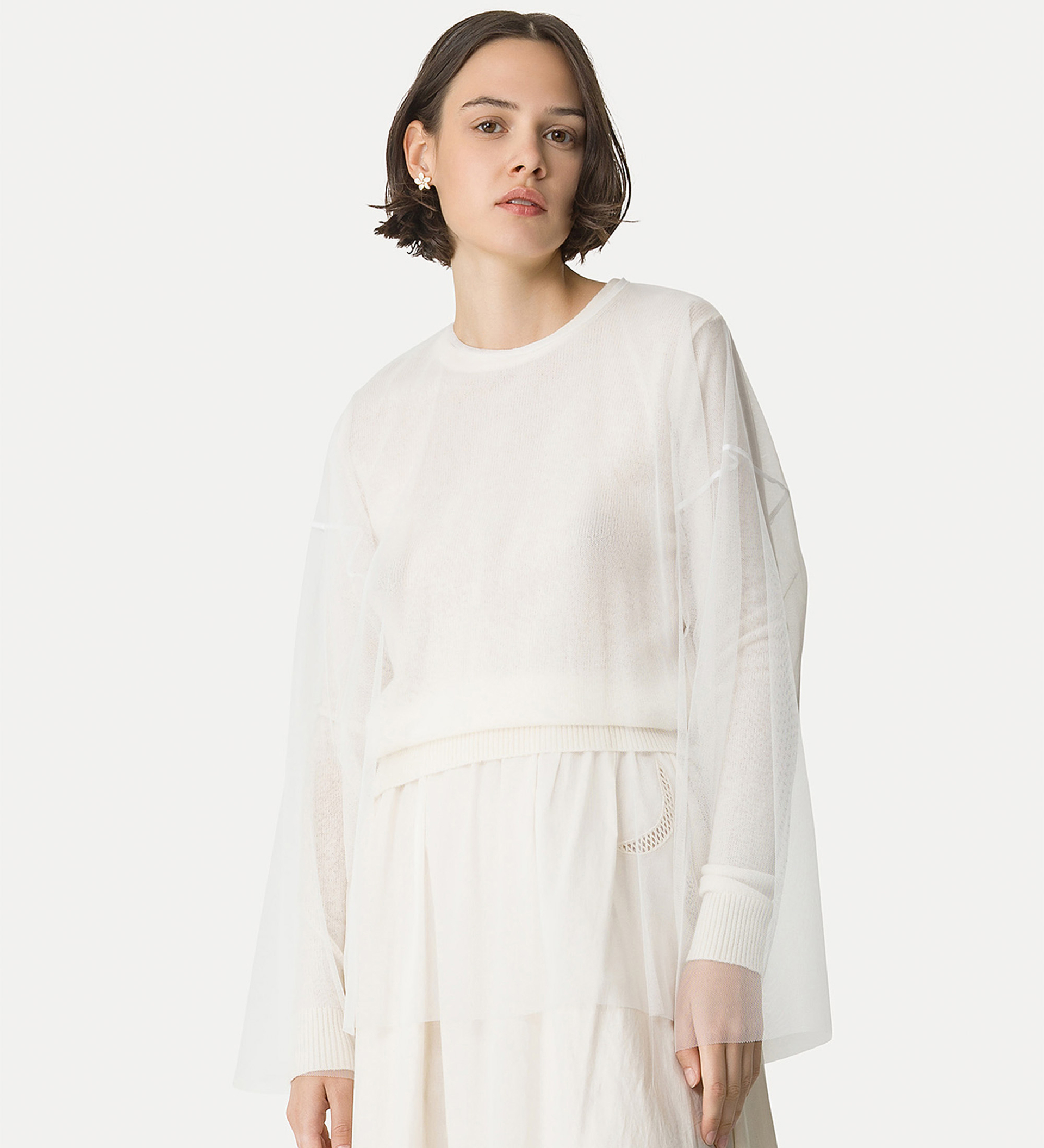 pull col rond en gaze et cachemire | forte_forte