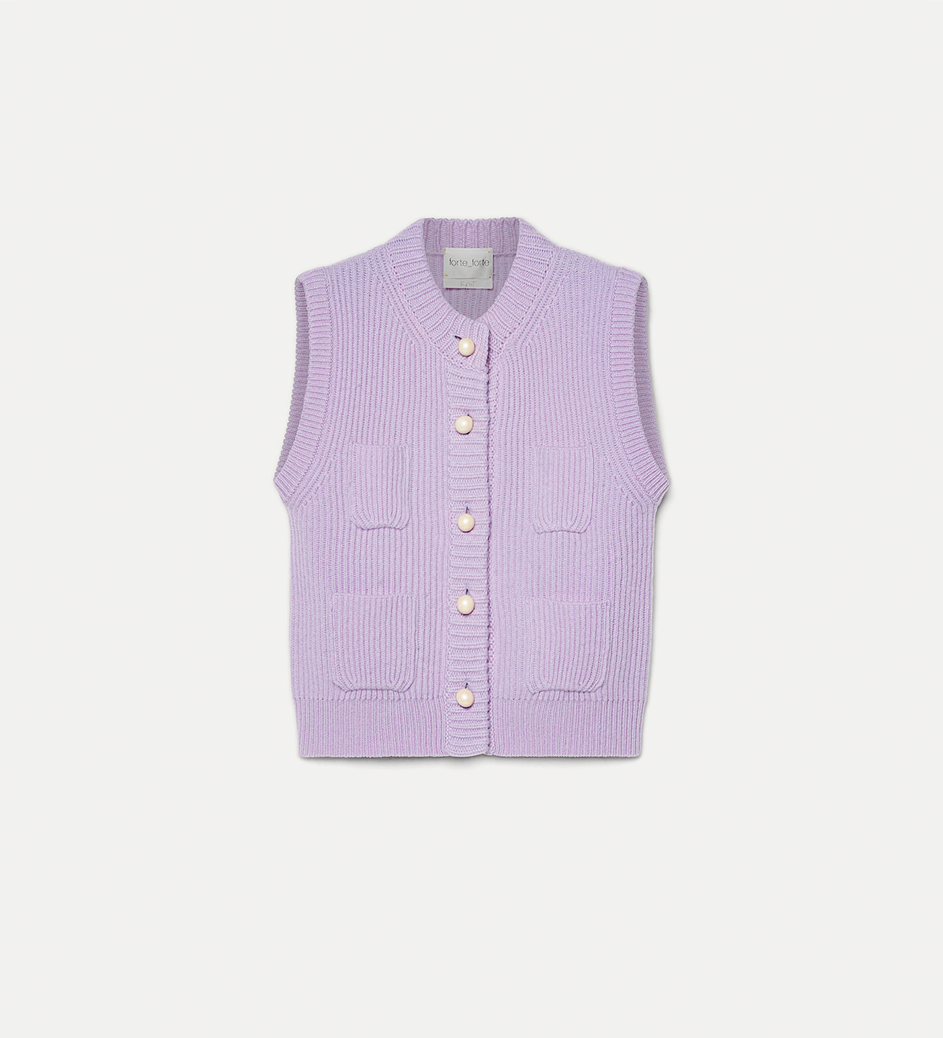 english rib vest in cashmere and wool | forte_forte