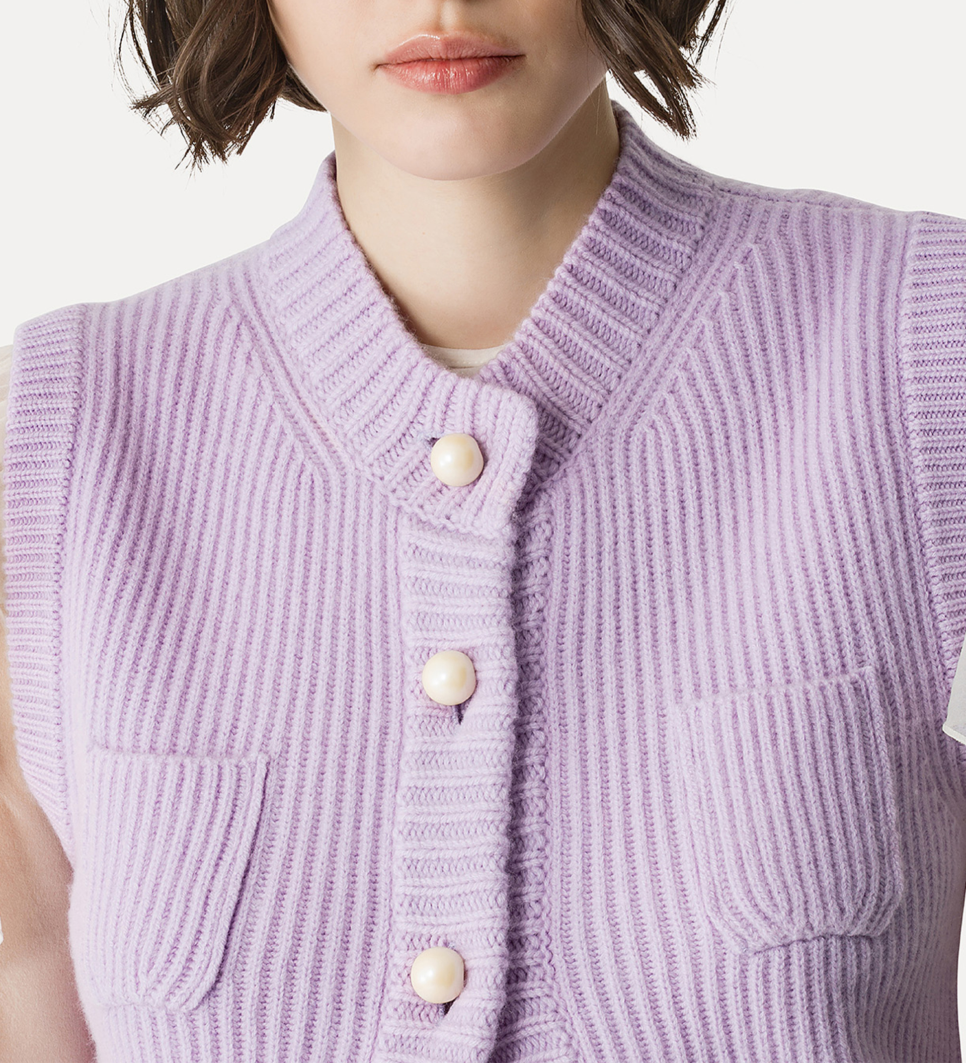 english rib vest in cashmere and wool | forte_forte